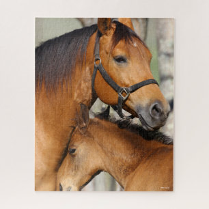 Bob Langrish Quarter Horse Mare en Foal Headshot Legpuzzel