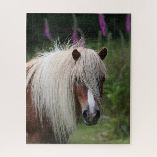 Bob Langrish | Shetland Pony headshot met bloemen Legpuzzel (Verticaal)