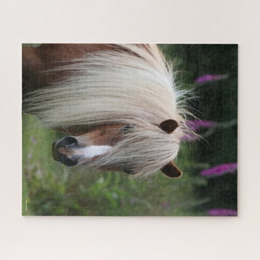 Bob Langrish | Shetland Pony headshot met bloemen Legpuzzel (Horizontaal)