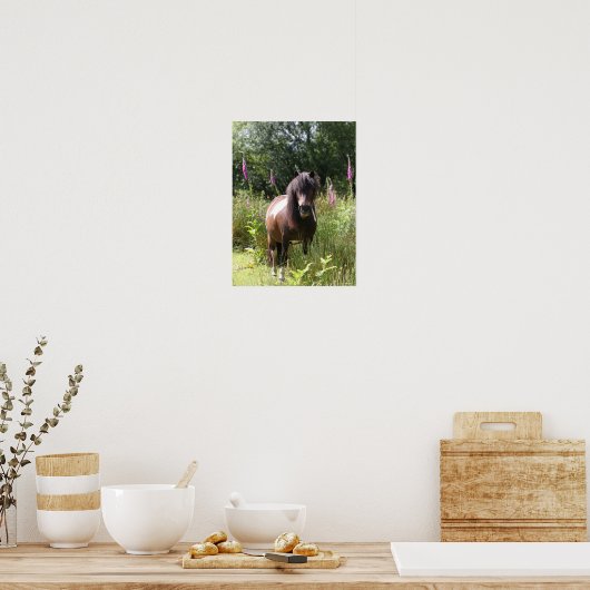 Bob Langrish | Shetland Pony met bloemen Poster (Keuken)