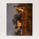 Bob Langrish | Twee paarden die op zonsondergang r Legpuzzel (Verticaal)