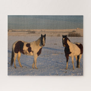 Bob Langrish Twee verfpaarden in de sneeuw Legpuzzel