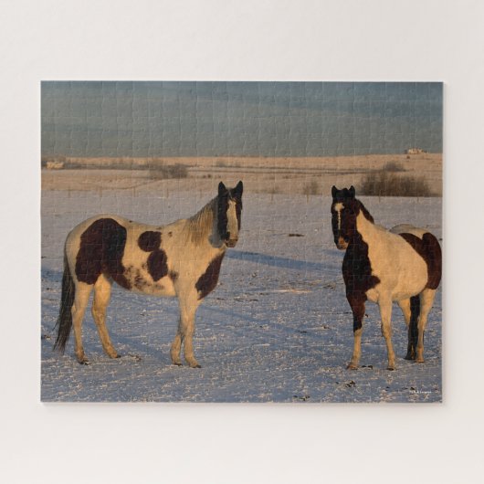 Bob Langrish | Twee verfpaarden in de sneeuw Legpuzzel (Horizontaal)