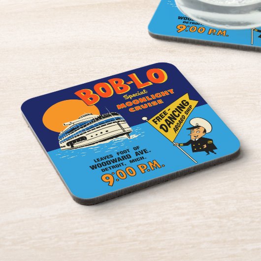 Bob-Lo Special Moonlight Cruise Retro Design Bier Onderzetter (Linkerzijde)