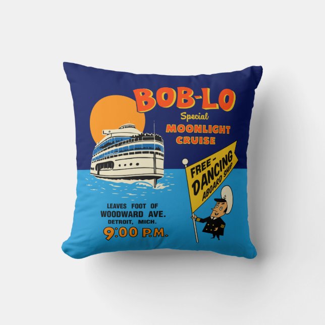 Bob-Lo Special Moonlight Cruise Retro Design Kussen (Voorkant)