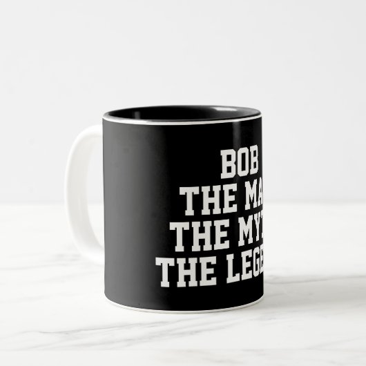 Bob: Man, Myth, Legend, zwart Tweekleurige Koffiemok (Voorkant links)
