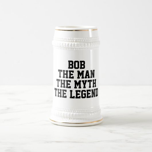 Bob: Man, mythe, Legend, zwarte tekst Bierpul (Center)