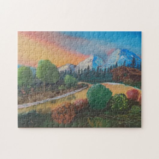 Bob Ross geïnspireerde puzzle Legpuzzel (Horizontaal)