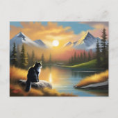 Bob Ross Style Cat Briefkaart (Voorkant)