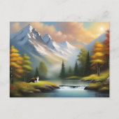 Bob Ross Style Cat Briefkaart (Voorkant)