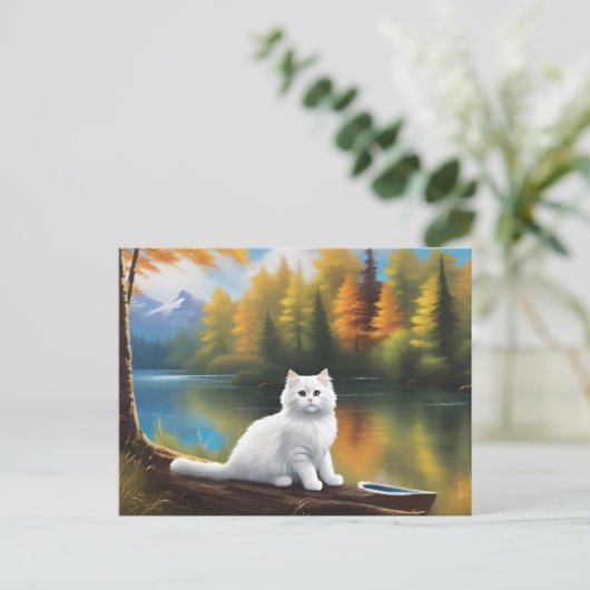 Bob Ross Style Cat Briefkaart (Staand voorkant)