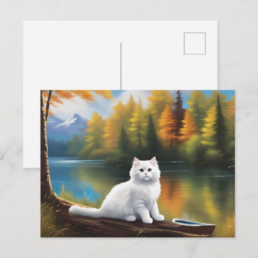 Bob Ross Style Cat Briefkaart (Voorkant / Achterkant)