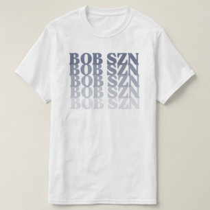 "Bob Season" Mooie denimblauwe trui met customgraf T-shirt