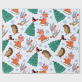 Bob-Sledding Forest Friends | kerstsneeuwbomen Cadeaupapier (Vlak)