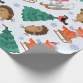 Bob-Sledding Forest Friends | kerstsneeuwbomen Cadeaupapier (Hoek)