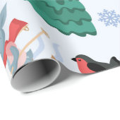 Bob-Sledding Forest Friends | kerstsneeuwbomen Cadeaupapier (Rol Hoek)