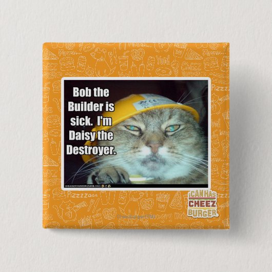 Bob the Builder is ziek Vierkante Button 5,1 Cm (Voorkant)