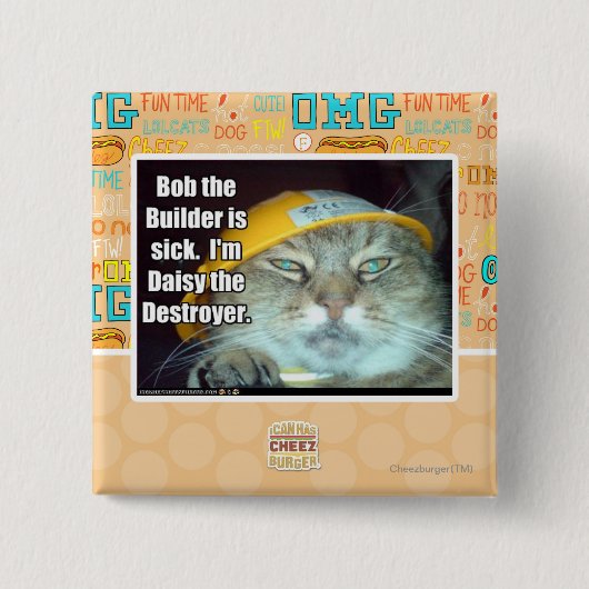 Bob the Builder is ziek Vierkante Button 5,1 Cm (Voorkant)