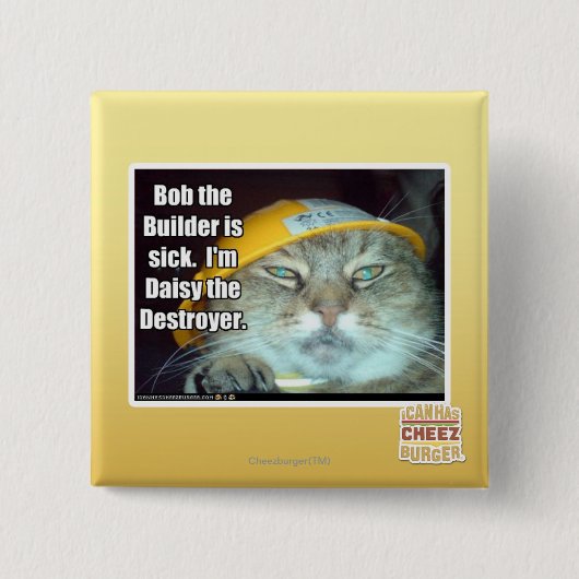 Bob the Builder is ziek Vierkante Button 5,1 Cm (Voorkant)