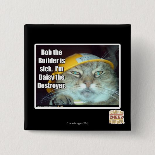 Bob the Builder is ziek Vierkante Button 5,1 Cm (Voorkant)