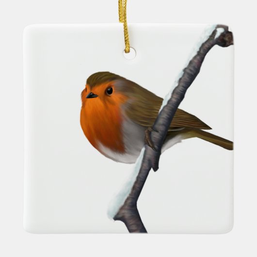 Bob the Red Robin Bird Wildlife White Keramisch Ornament (Voorkant)
