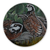 Bob White Quails Keramische Knop (Voorkant)