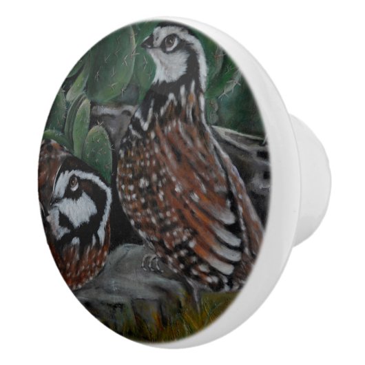 Bob White Quails Keramische Knop (Rechts)