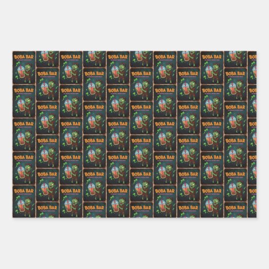 Boba Bar – Wrapping Paper Flat Sheet Set of 3 (Voorkant 3)