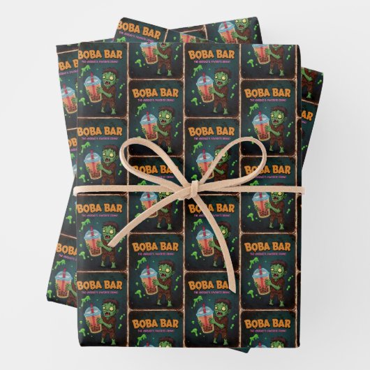 Boba Bar – Wrapping Paper Flat Sheet Set of 3 (In situ)