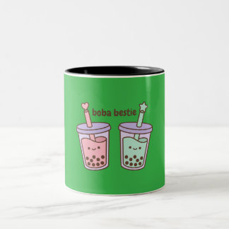 Boba Beste Vriendin Kawaii Bubble Tea Pastel Roze  Tweekleurige Koffiemok