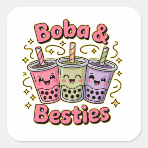 BOBA & Besties Vibes - Perfect voor liefhebbers va Vierkante Sticker