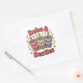 BOBA & Besties Vibes - Perfect voor liefhebbers va Vierkante Sticker (Envelop)