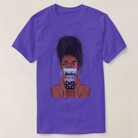 Boba Black Girl Bubble Tea Anime Kawaii Cute Boba T-shirt (Design voorkant)