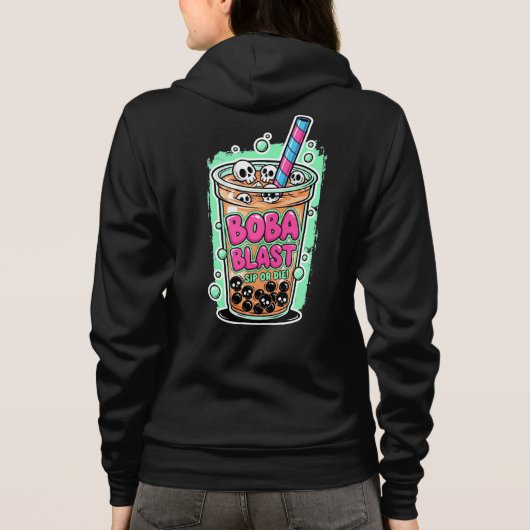 Boba Blast – Sip or Die! Adult Zip-Up Hoodie (Achterkant)