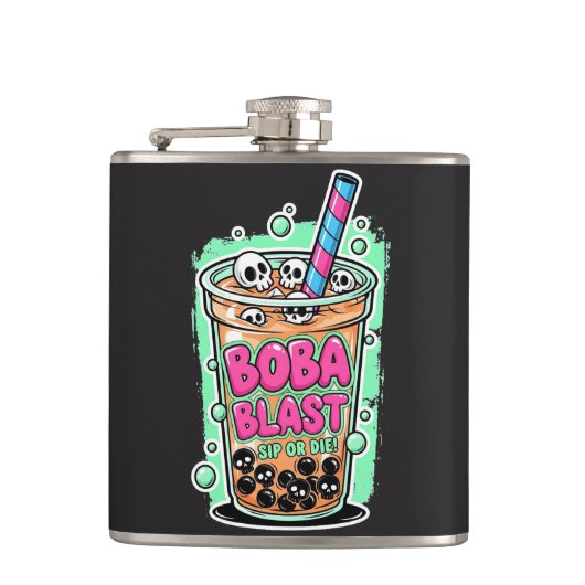 Boba Blast – Sip or Die! Flask Heupfles (Voorkant)
