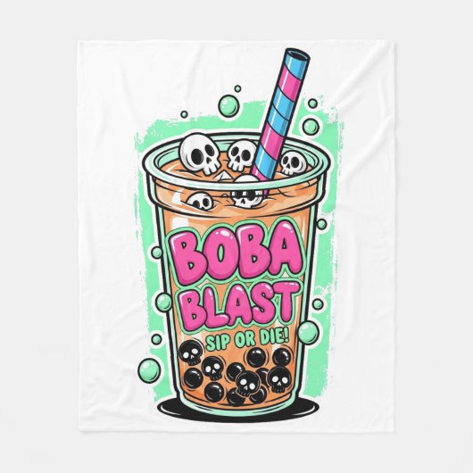 Boba Blast – Sip or Die! – Fleece Blanket (Voorkant)
