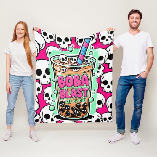 Boba Blast – Sip or Die! – Fleece Blanket (In situ)