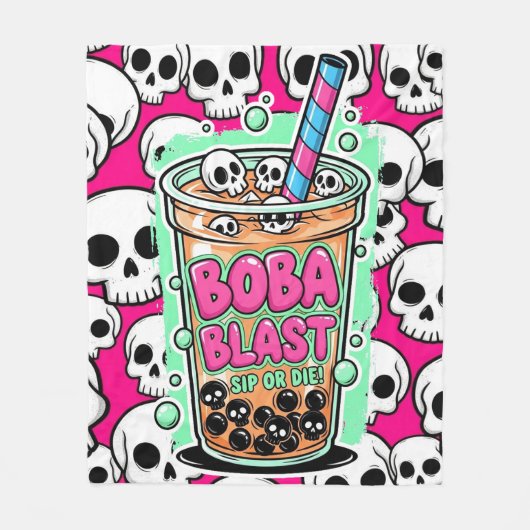 Boba Blast – Sip or Die! – Fleece Blanket (Voorkant)