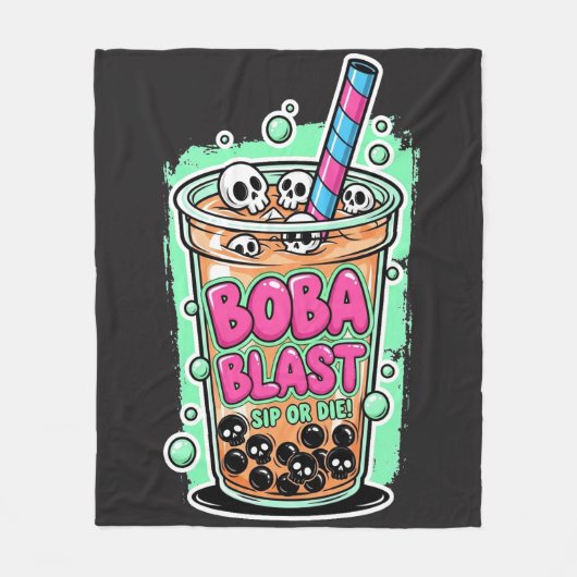 Boba Blast – Sip or Die! – Fleece Blanket (Voorkant)