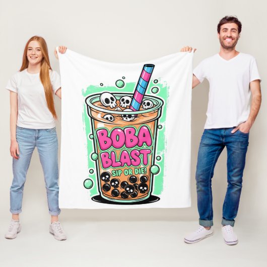 Boba Blast – Sip or Die! – Fleece Blanket Deken (In situ)