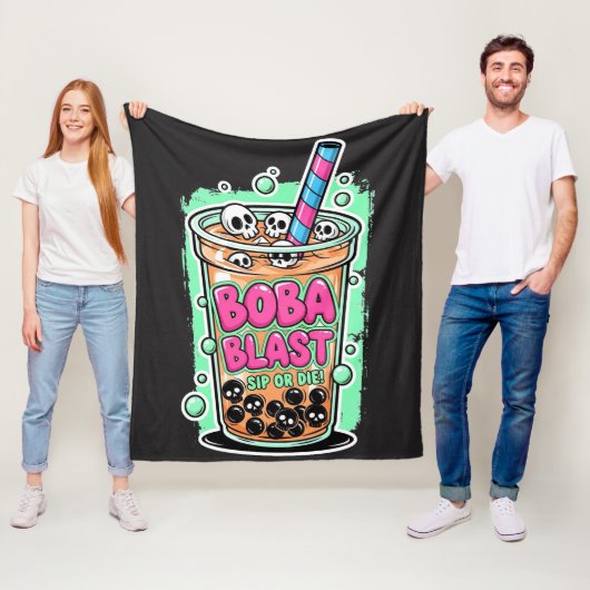Boba Blast – Sip or Die! – Fleece Blanket Deken (In situ)