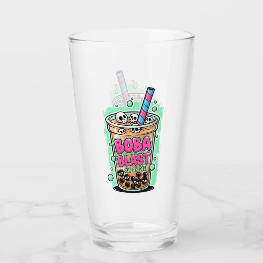 Boba Blast – Sip or Die! Glass Cup Glas (Achterkant)