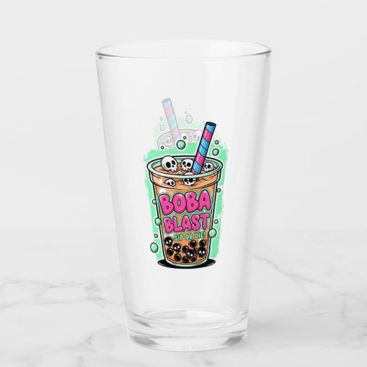 Boba Blast – Sip or Die! Glass Cup Glas (Voorkant)