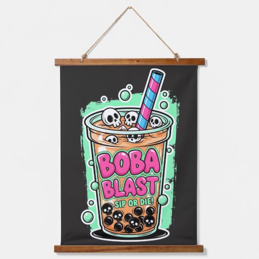 Boba Blast – Sip or Die! Hangend Wandkleed (Voorkant)