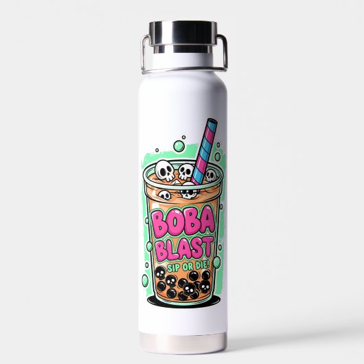 Boba Blast – Sip or Die! Insulated Bottle Waterfles (Achterkant)