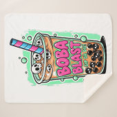 Boba Blast – Sip or Die! Sherpa Blanket Deken (Voorkant (horizontaal))