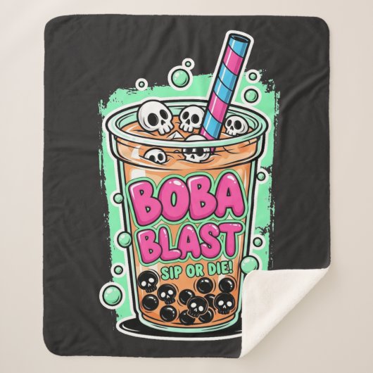Boba Blast – Sip or Die! Sherpa Blanket Deken (Voorkant)