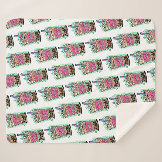 Boba Blast – Sip or Die! Sherpa Blanket Sherpa Deken (Voorkant (horizontaal))