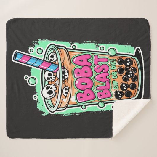 Boba Blast – Sip or Die! Sherpa Blanket Sherpa Deken (Voorkant (horizontaal))