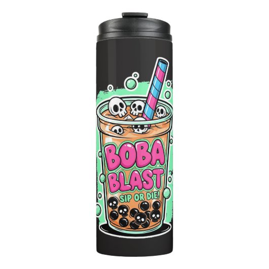 Boba Blast – Sip or Die! Thermal Tumbler Thermosbeker (Voorkant)